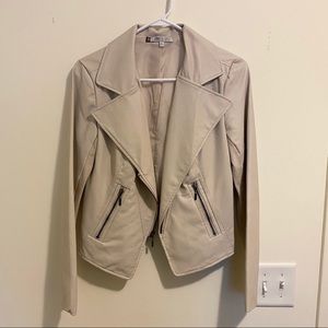 Jennifer Lopez Biker Jacket, White Faux Leather